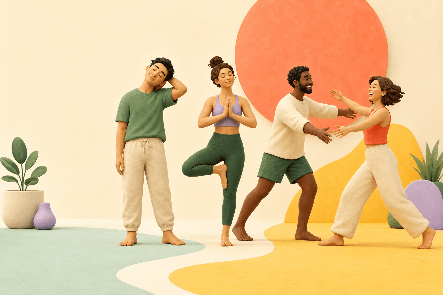 Friends enjoying gentle movement together